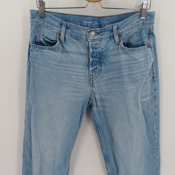 Old Navy Womens 6 High Rise Slouchy Taper Light Wash Denim Jeans Button Fly - Picture 2 of 10